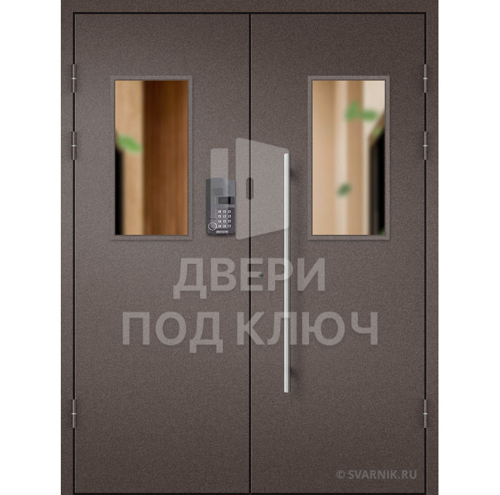 Входная дверь для подъезда с окном и домофоном ДПК-13717